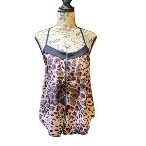 Vintage Deadstock Y2K 90s Pink‎ Sheer Leopard Print Camisole Top Size XS Sexy